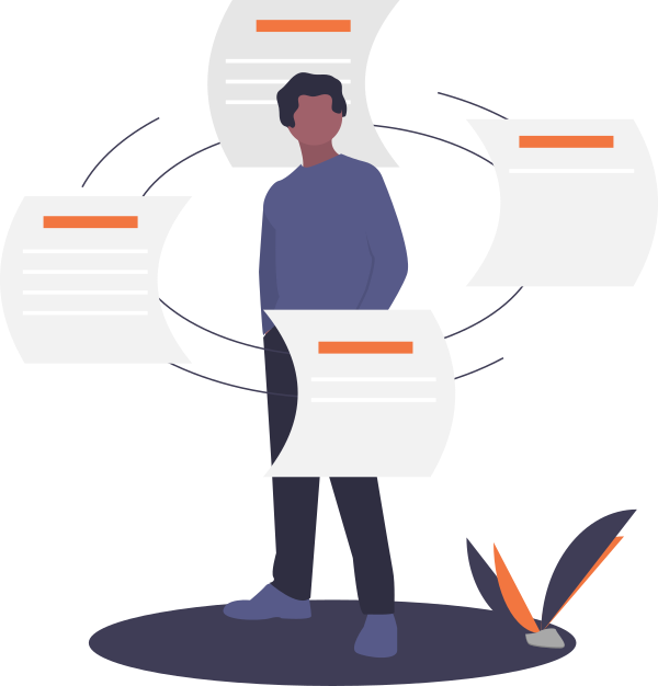 graphic with person and papers